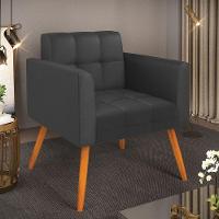 Poltrona Elisa Corino Pés Palito Castanho - D'rossi Cor Preto