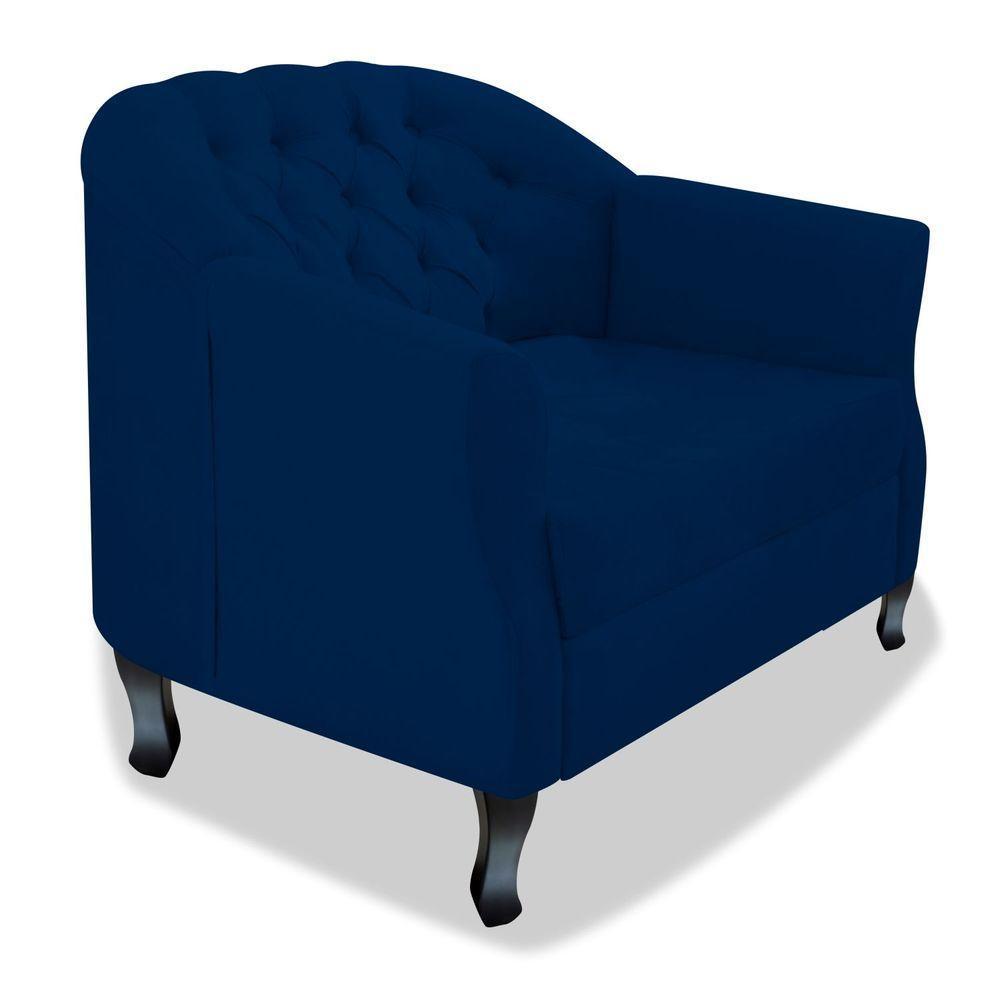 Poltrona Julia A02 Suede - Adj Decor Cor Azul Marinho - 1
