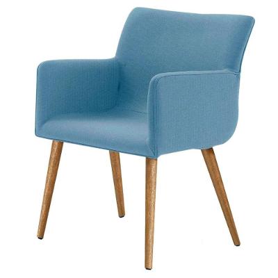 Poltrona Pinotage Daf Móveis Concha Em Mdf 18mm Linho Azul Jeans Base Pés Palito Madeira Eucalipto