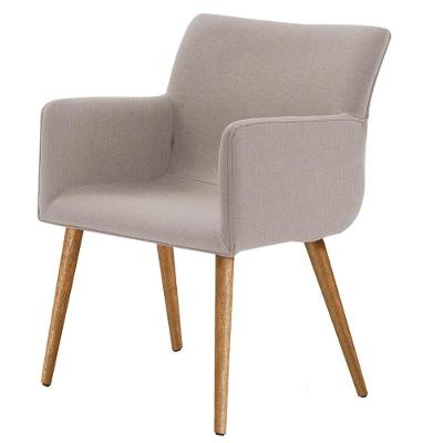 Poltrona Pinotage Daf Móveis Concha Em Mdf 18mm Linho Bege Base Pés Palito Madeira Eucalipto