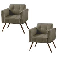 Kit 02 Poltronas Decorativa Bia Couro Fendi - 1