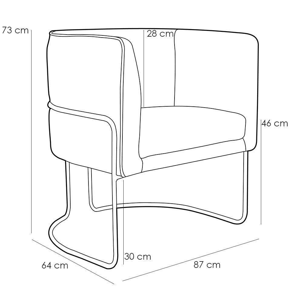 Kit 02 Poltronas Decorativas Sala de Estar Base de Aço Preto Nix Linho Creme Gran Belo - 2