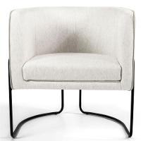 Kit 02 Poltronas Decorativas Sala de Estar Base de Aço Preto Nix Linho Creme Gran Belo - 4