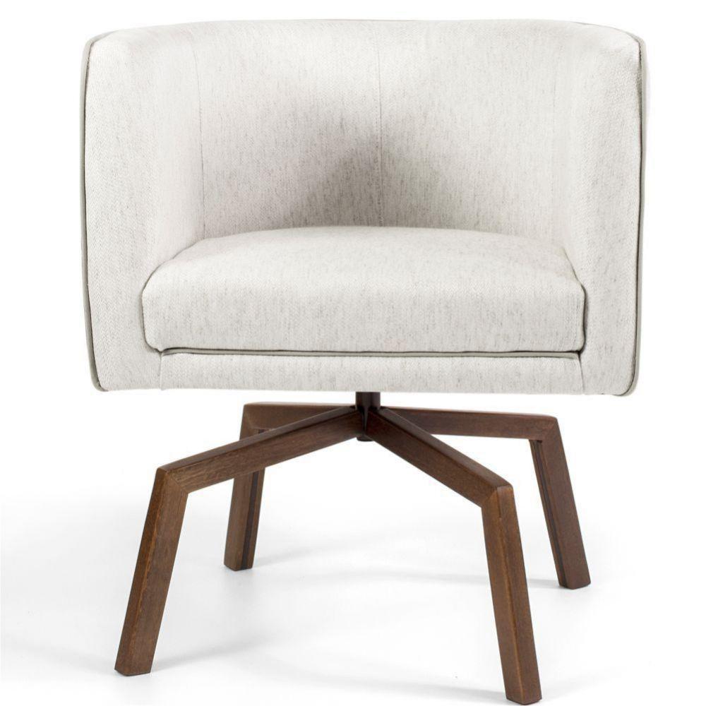 Kit 02 Poltronas Decorativas Sala de Estar Giratória Ka Nix Linho Creme Gran Belo - 2