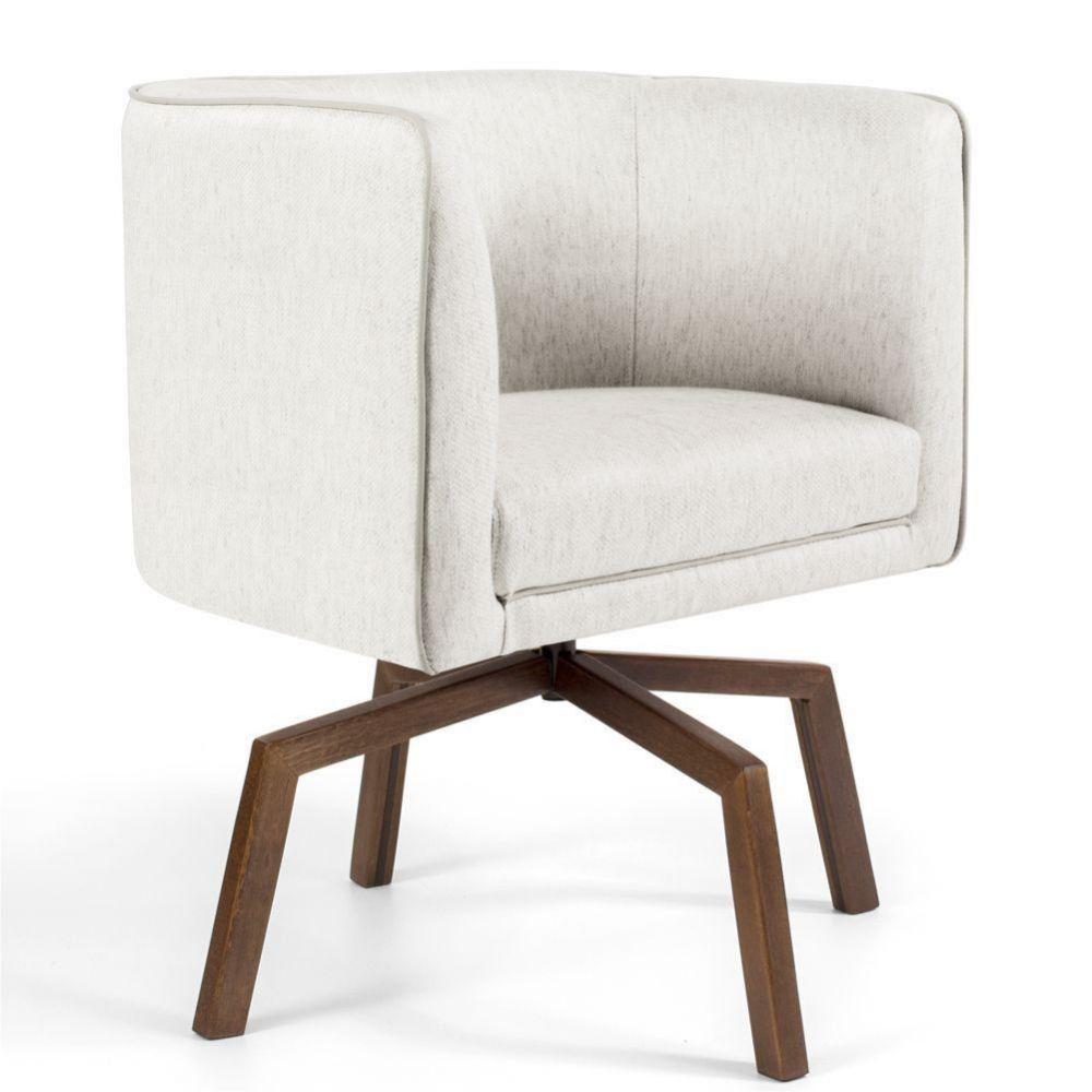 Kit 02 Poltronas Decorativas Sala de Estar Giratória Ka Nix Linho Creme Gran Belo - 3