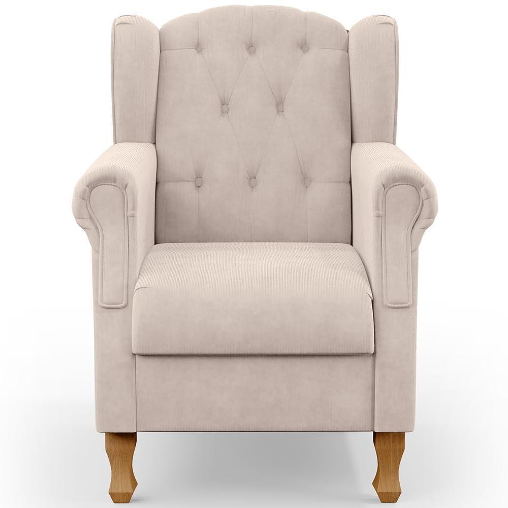 Poltrona Yara P02 Com Puff Paris Luis Xv Suede Bege - 4