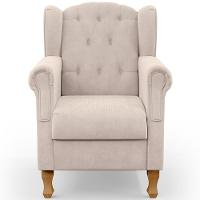 Poltrona Yara P02 Com Puff Paris Luis Xv Suede Bege