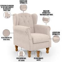 Poltrona Yara P02 Com Puff Paris Luis Xv Suede Bege - 7