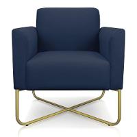 Kit 02 Poltronas Marisa Suede Azul Marinho Base X Industrial - 3