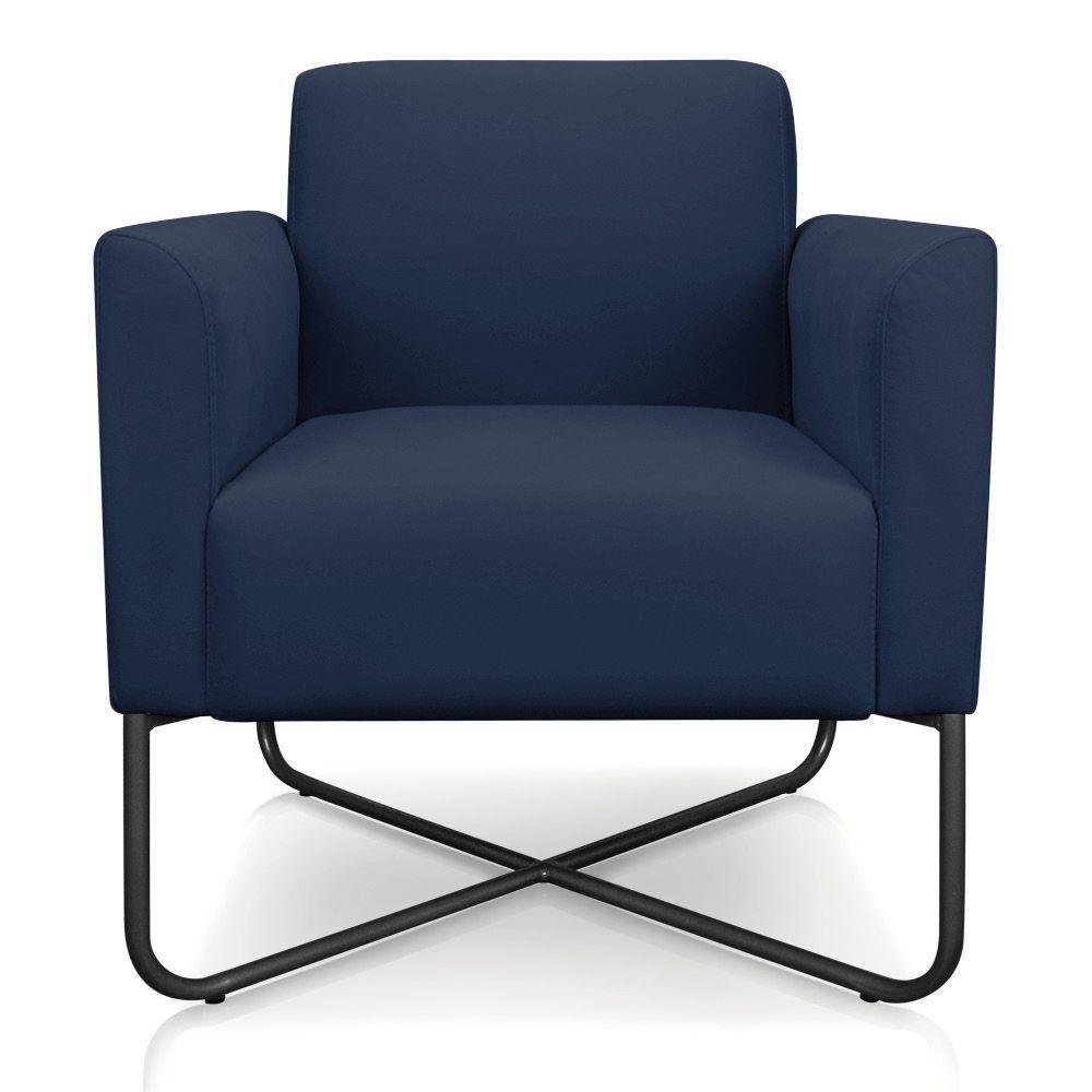 Kit 02 Poltronas Marisa Suede Azul Marinho Preta - 2