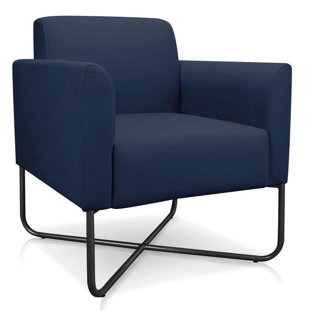 Kit 02 Poltronas Marisa Suede Azul Marinho Preta - 3