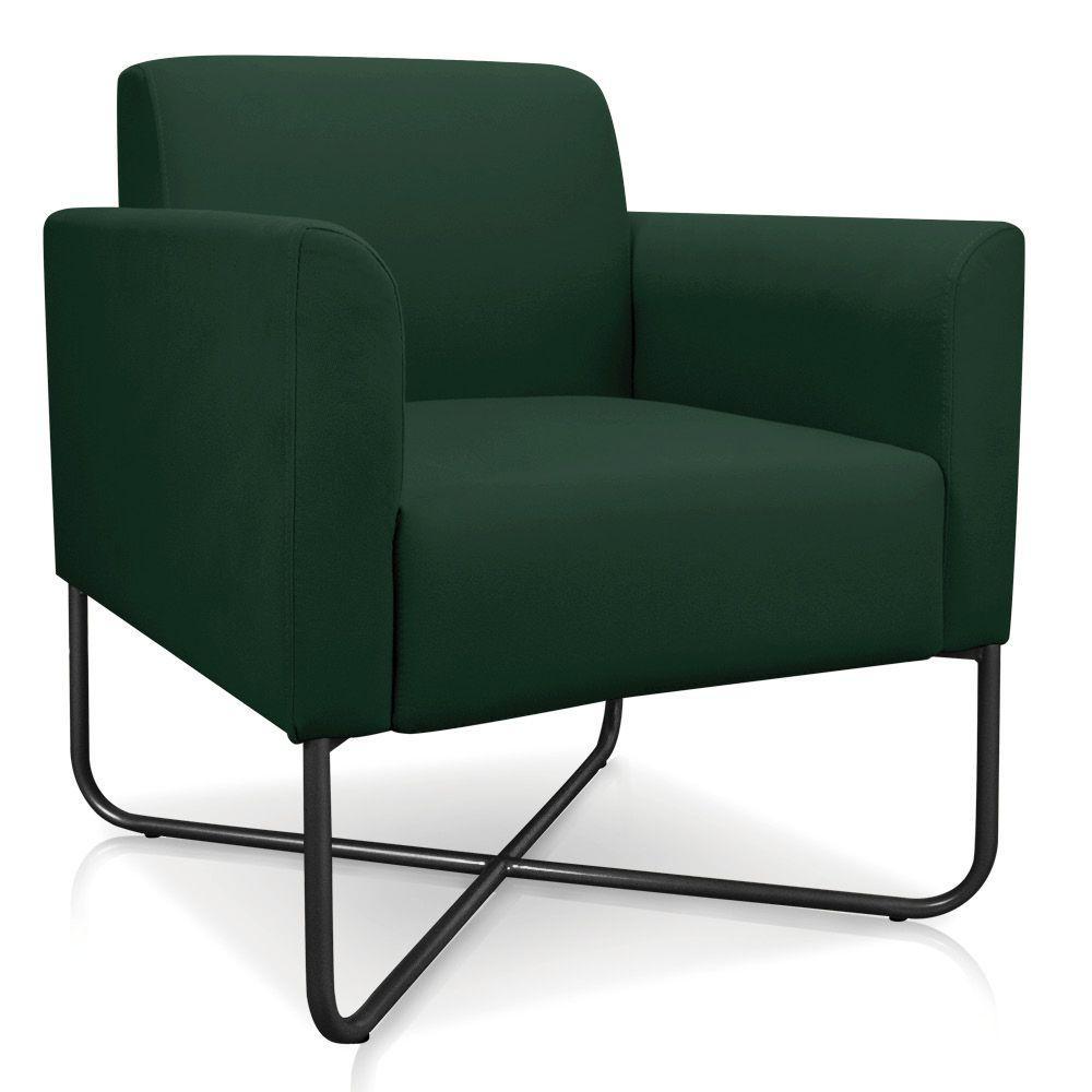 Kit 02 Poltronas Marisa Suede Verde Base X Industrial Preta - 2