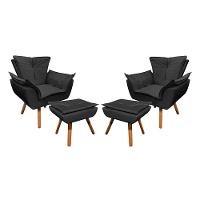 Kit 02 Poltronas Opala 02 Puffs Opala Corino - 1