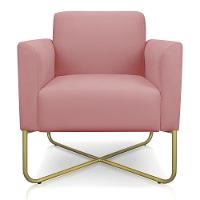 Kit 02 Poltronas Marisa Suede Rose Base X Industrial Dourada - 2