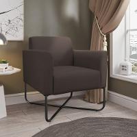 Kit 02 Poltronas Marisa Suede Marrom Base X Industrial Preta