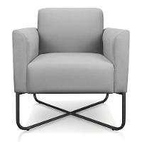 Kit 02 Poltronas Marisa Suede Cinza Base X Industrial Preta - 4