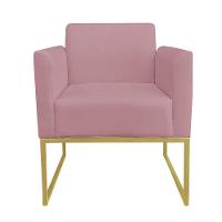 Kit 02 Poltronas Marisa Suede Base Metálica Dourado Rose - 2