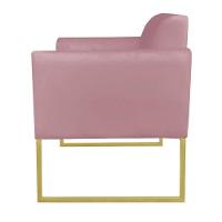 Kit 02 Poltronas Marisa Suede Base Metálica Dourado Rose - 3