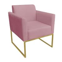 Kit 02 Poltronas Marisa Suede Base Metálica Dourado Rose - 5
