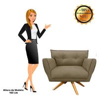 Kit 02 Poltronas Giratória Suede Base Madeira Marrom Rato