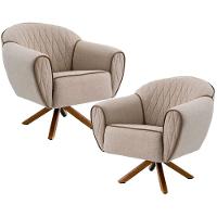 Kit 02 Poltronas Giratória Sacha Tressê Rústico Gran Belo - 1