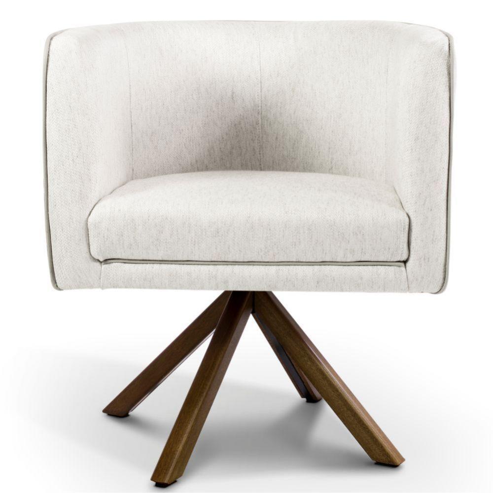 Kit 02 Poltronas Giratória Nix Linho Creme Gran Belo - 3