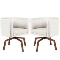 Kit 02 Poltronas Giratória Ka Nix Linho Creme Gran Belo - 1