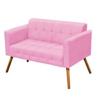 Kit 1 Namoradeira e 1 Poltrona Elisa Suede Rosa Bebê Drossi