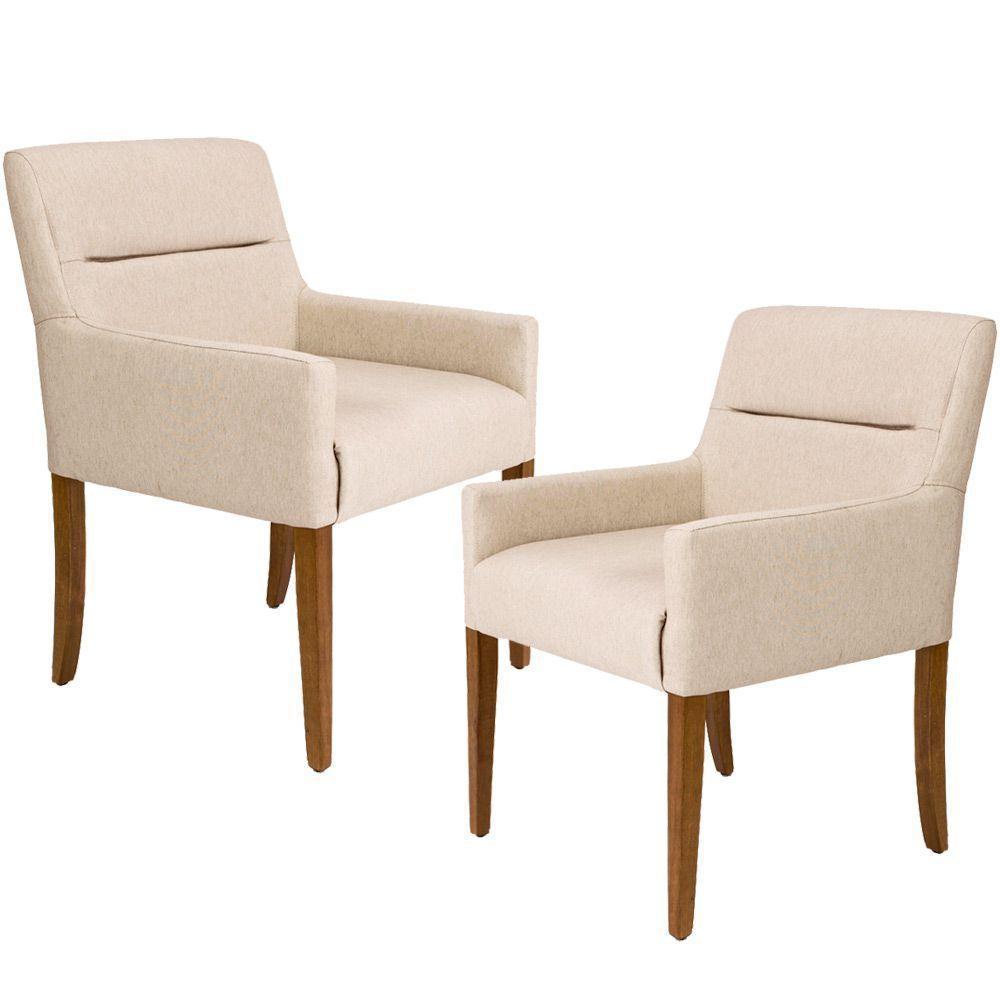 Kit 02 Poltronas Vicenza Algodão Poliéster Bege - 1