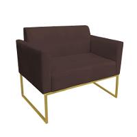 Kit 1 Namoradeira E 1 Poltrona Marisa Suede Marrom