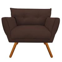 Kit 02 Poltronas Suede Pés Palito Castanho Marrom - 3