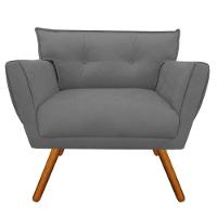 Kit 02 Poltronas Suede Pés Palito Castanho Grafite - 5