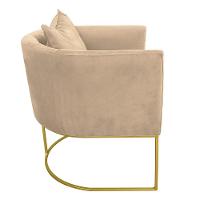 Kit 02 Poltronas Paola Suede Bege Base Dourado D´rossi - 2