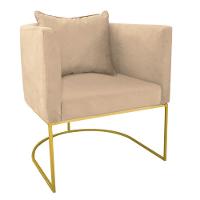 Kit 02 Poltronas Paola Suede Bege Base Dourado D´rossi - 3