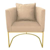 Kit 02 Poltronas Paola Suede Bege Base Dourado D´rossi - 4