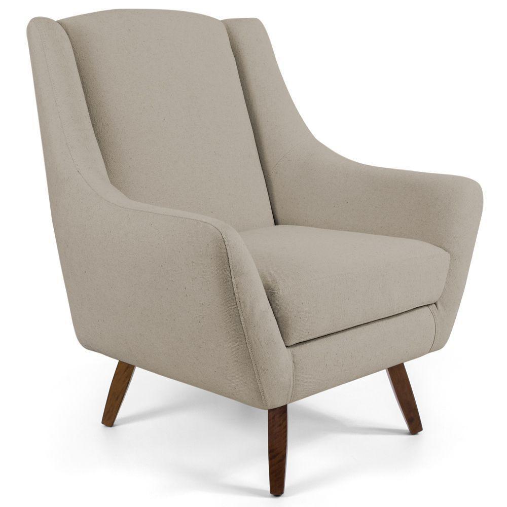 Kit 02 Poltronas Decorativas Sala de Estar Pés de Madeira Naomi Algodão Poliéster Bege Gran Belo - 2