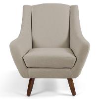 Kit 02 Poltronas Decorativas Sala de Estar Pés de Madeira Naomi Algodão Poliéster Bege Gran Belo - 4