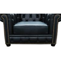 Kit 2 Poltronas Chesterfield com Pés Madeira Couro Preto - 2