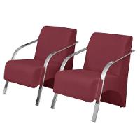 Kit 2 Poltrona Vênus 1 Lugar Braço Pé Alumínio Bordô. - 1
