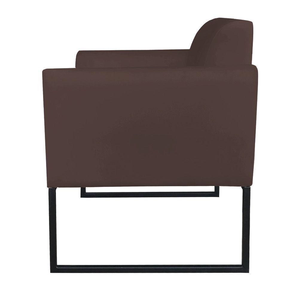 Kit 1 Namoradeira e 2 Poltronas Marisa Suede Preto Marrom - 5