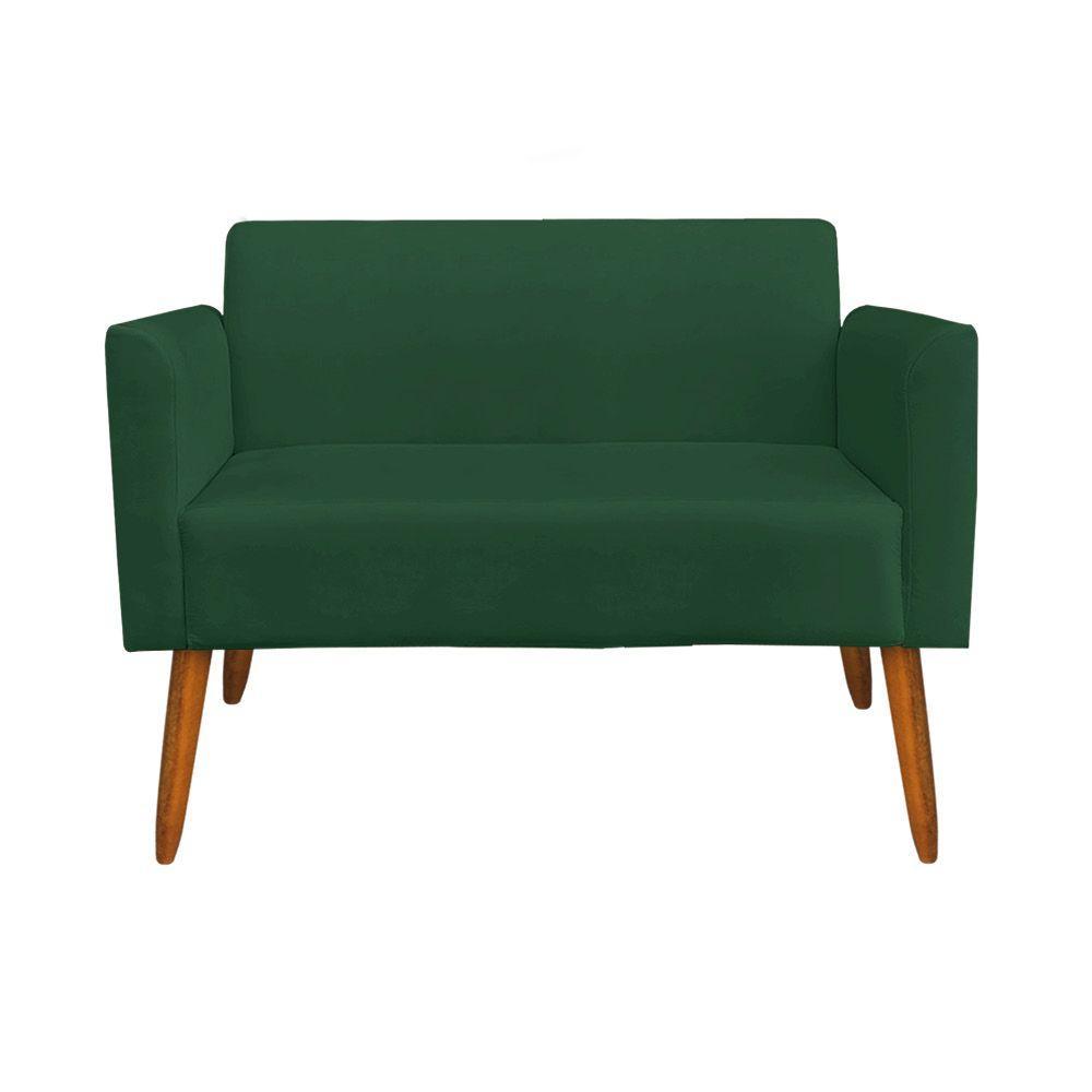 Kit 1 Namoradeira e 2 Poltronas Suede Madeira Verde - 5