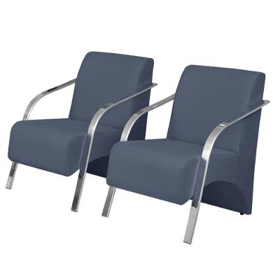 Kit 2 Poltronas Vênus 1 Lugar Pé Alumínio Azul Bic.