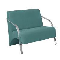 Poltrona 2 Lugar Vênus Braço Alumínio Suede Turquesa - 1