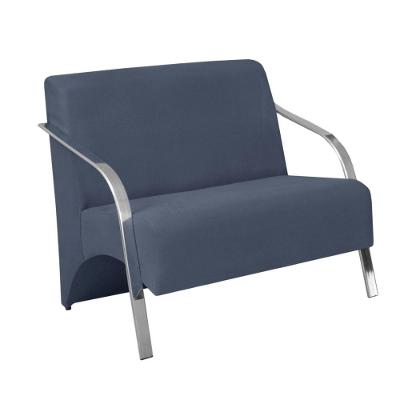 Poltrona 2 Lugar Vênus Braço Alumínio Suede Azul Bic