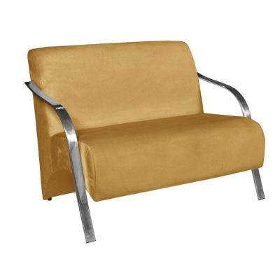 Poltrona 2 Lugar Vênus Suede Braço Alumínio Amarelo
