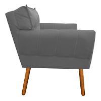 Poltrona Anitta Suede Grafite Pés Palito Castanho D´rossi - 4