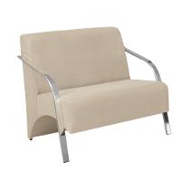 Poltrona 2 Lugares Vênus Braço Alumínio Suede Bege. - 1