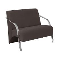 Poltrona 2 Lugares Vênus Braço Alumínio Suede Marrom. - 1