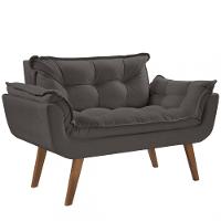 Poltrona 2 Lugares Opalla Base Palito Cinza. - 1