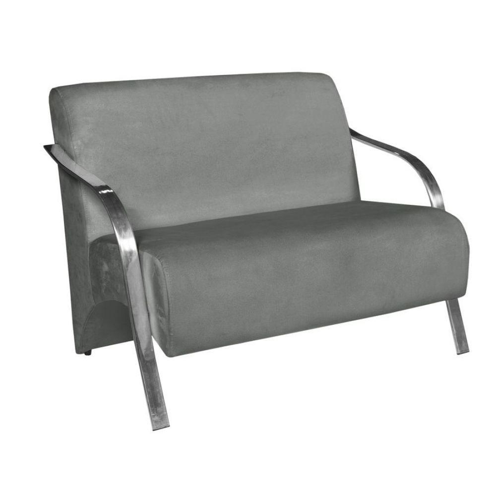 Poltrona 2 Lugares Vênus Suede Braço Alumínio Cinza - 1